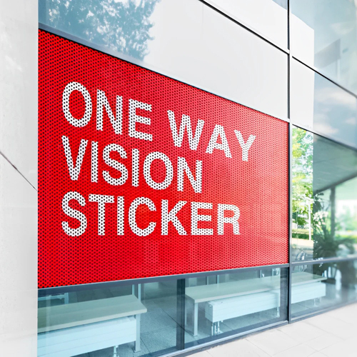 One way vision glass printing on a Mumbai shopfront window